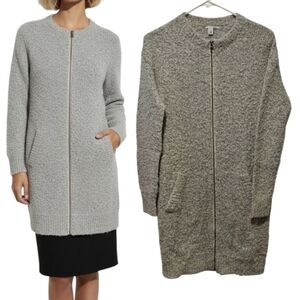 Halogen Wool & Mohair Long Sweater Cardigan XS Pockets Oversized Sheep Textured